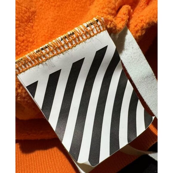 Off-White Virgil Abloh Orange Graphic Hoodie With Arrows & Logo Design - Picture 12 of 12